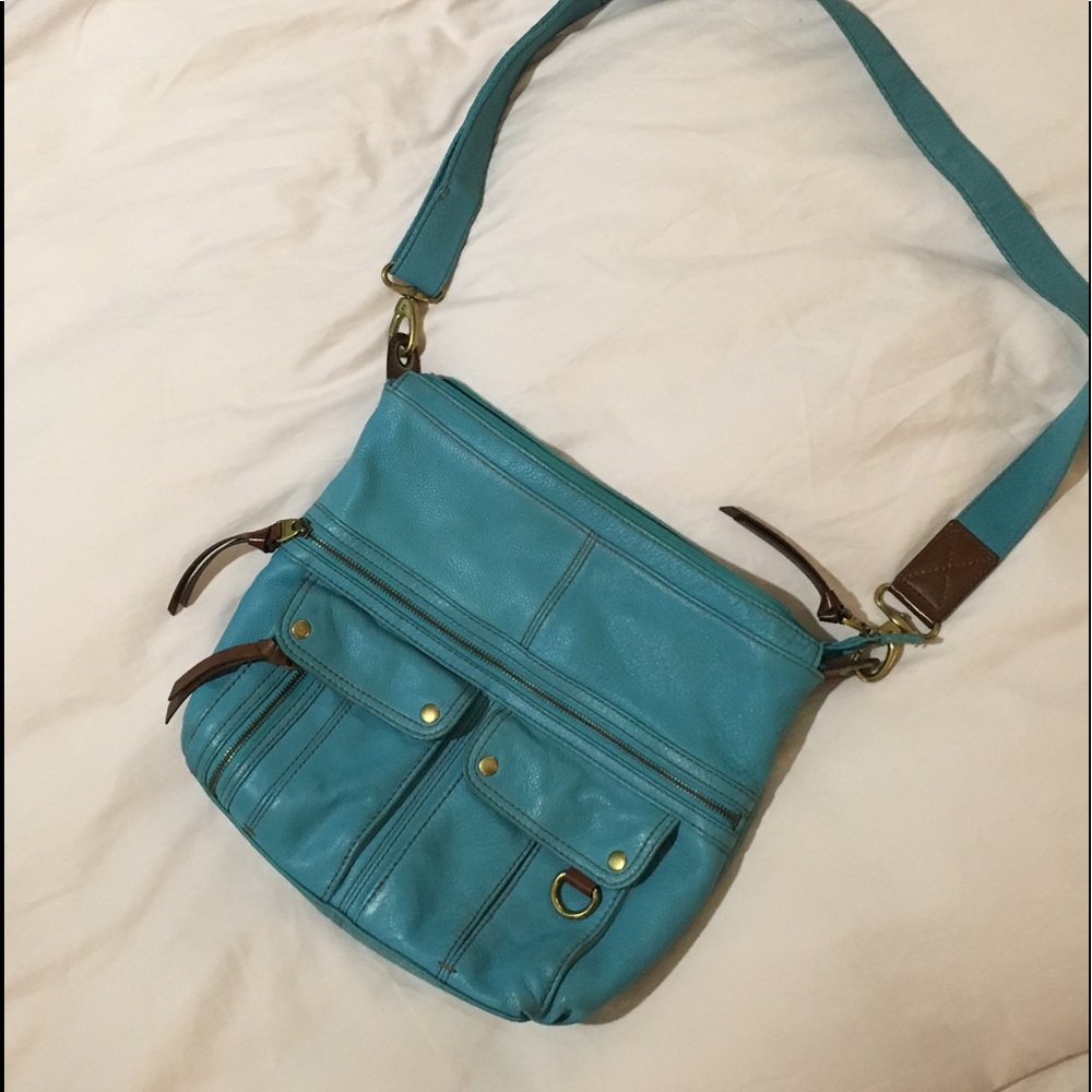 Fossil turquoise leather crossbody